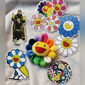 Plush Flower Charm/Tag/Pin, Murakami Stickers